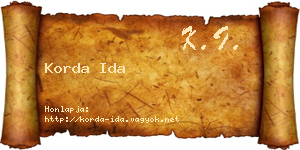 Korda Ida névjegykártya